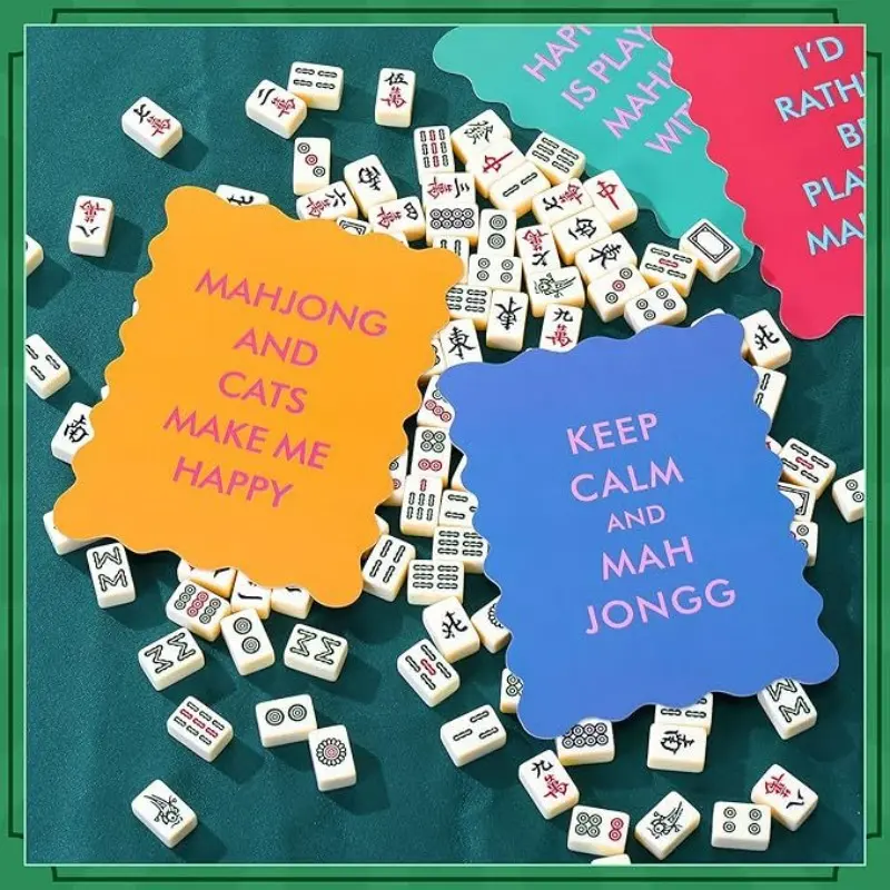 4pcs of Colorful Mahjong Shuffle Cards - Cute Mahjong Index Card Accessories with Wave Fan Edges, Preferred Party Gifts, Essential for Adult Game Nights