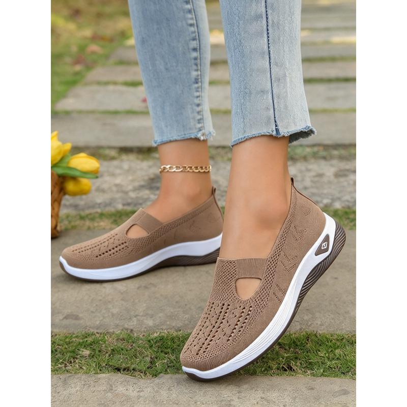 Fall Shoes for Women 2026, Breathable Knit Casual Walking Sneakers, Easy Slip-On Lightweight Design, Thick Cushioned Sole for Daily Commute Park Walking & Outdoor Activities