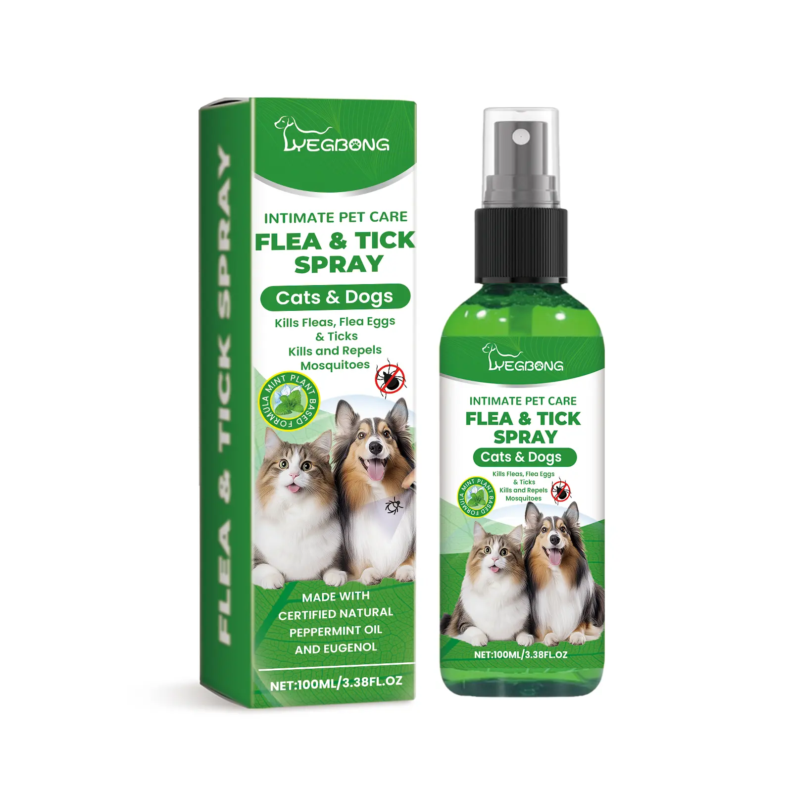 Yegbong Pet Deworming Spray for Dogs and Cats, Hair and Skin Deworming, Daily Gentle Cleaning and Care Agent