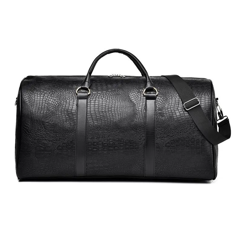 New Waterproof Large-Capacity Travel Duffle Bag For Men, Trendy Crocodile-Embossed PU Leather Weekender Bag, Versatile Carry-On Luggage With Detachable Shoulder Strap,  Commutes, Weekend Getaways, Gym Sessions And Short Travels