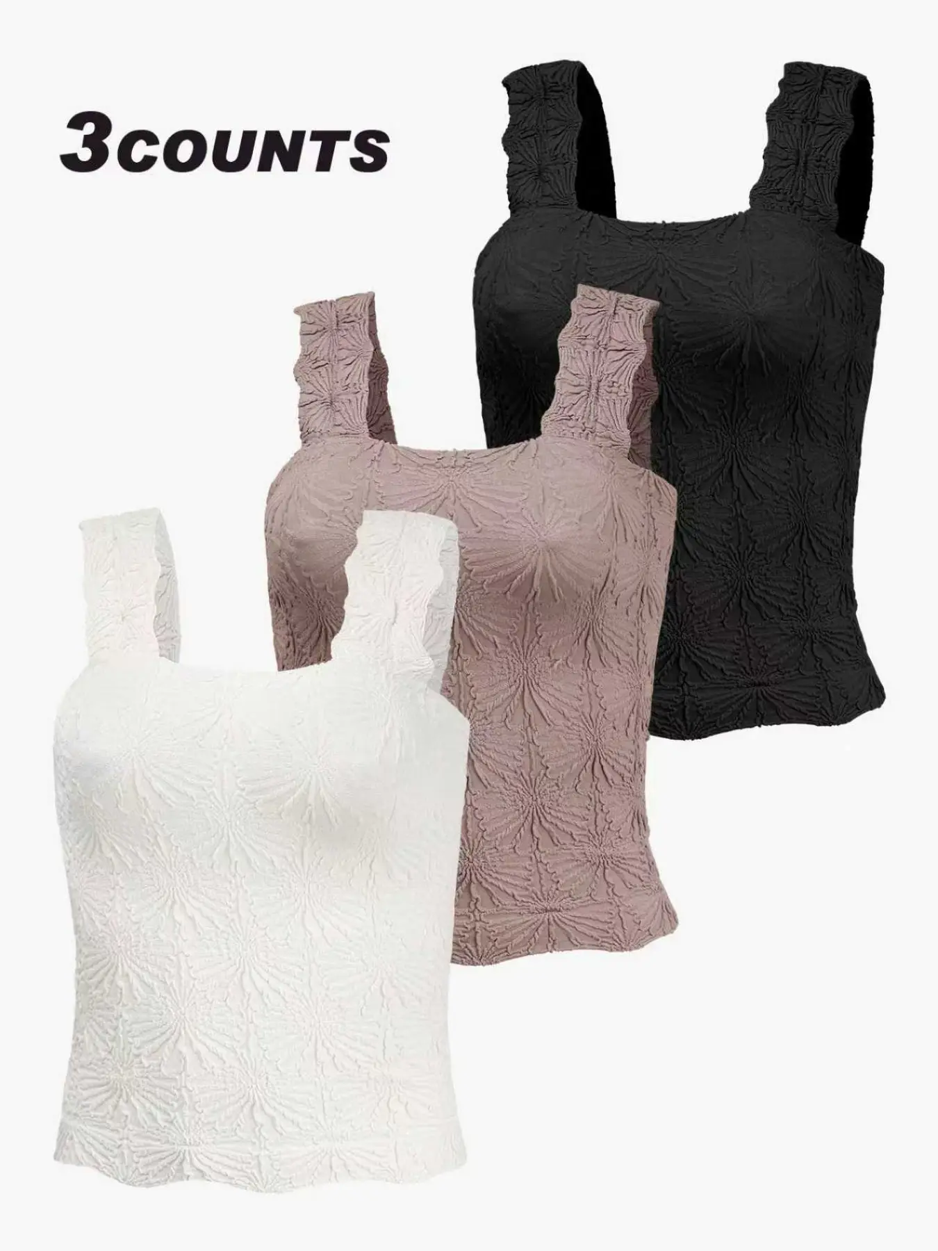 Women's Floral Embossed Sports Tank Top, Casual Solid Textured Sleeveless Sports Top for Yoga Gym Workout, Ladies Sportswear for All Seasons, Fitness Workout Vest, Sleeveless Gym Tops