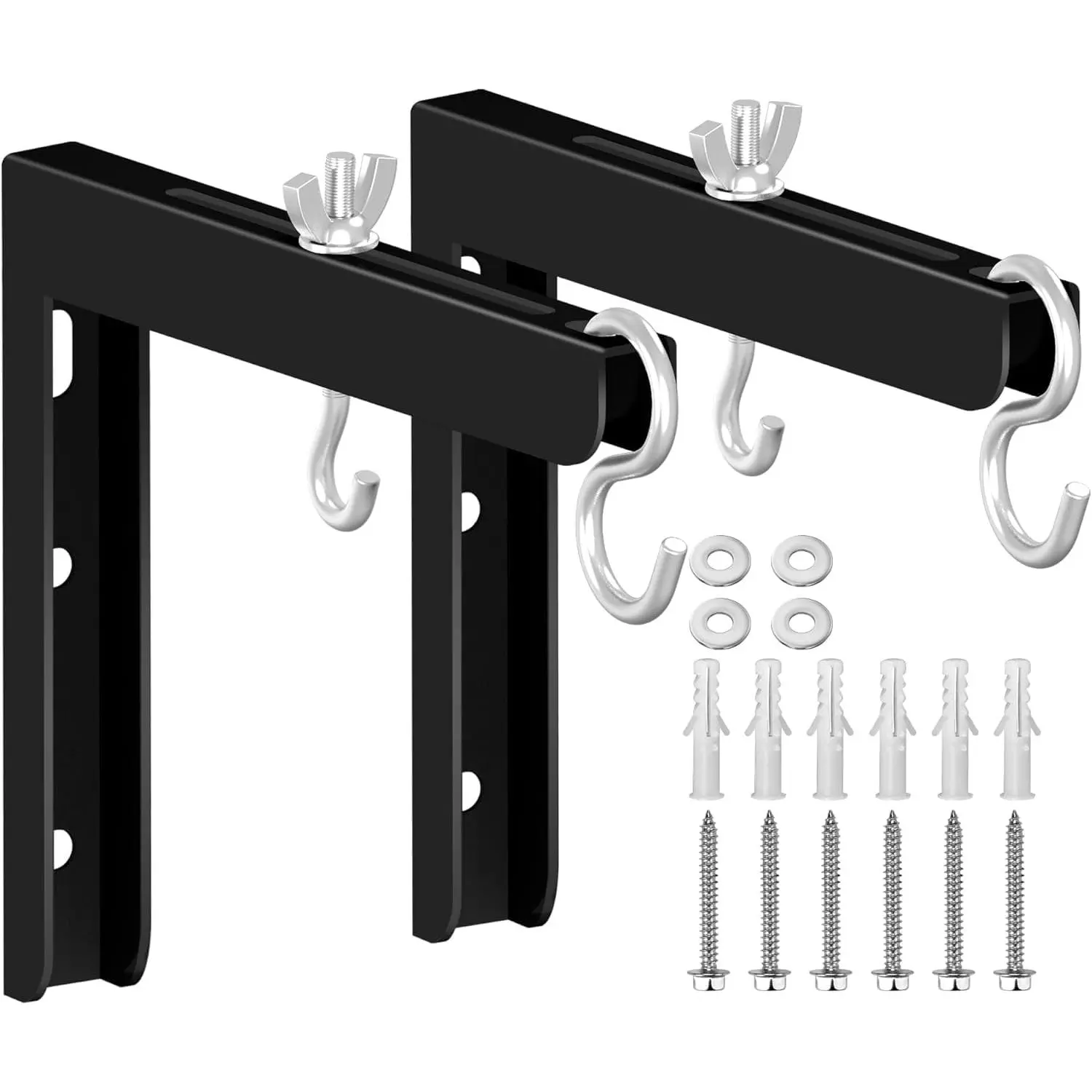Projector Screen Mount Projector Screen  L-Bracket 6" Projectors Screens Ceiling Wall Mount Adjustable with Hook 84 lbs / 38kg Load  Office, Black
