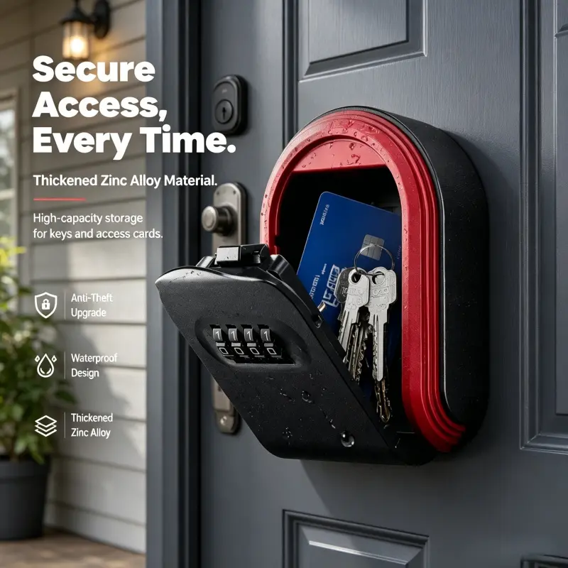 High Capacity Waterproof Key Combination Lock Box Anti-Pry Zinc Alloy Outdoor Wall Mount Realtor Key Safe Holder