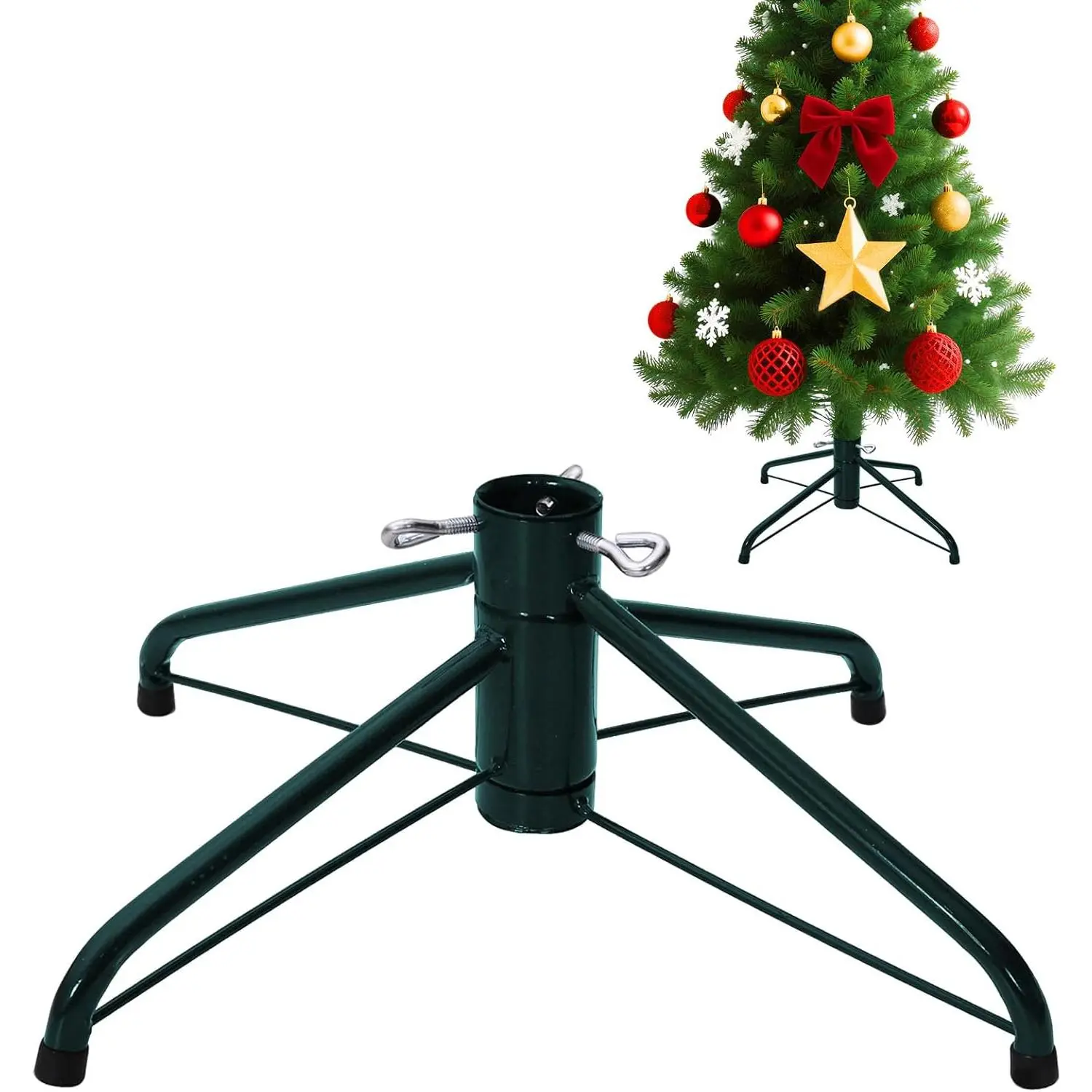Metal Christmas Tree Stand, 16.5 Inch Folding Xmas Tree Stand  Tree Stand Base for 3 Ft to 6 Ft Christmas Artificial Trees  Tree, Green