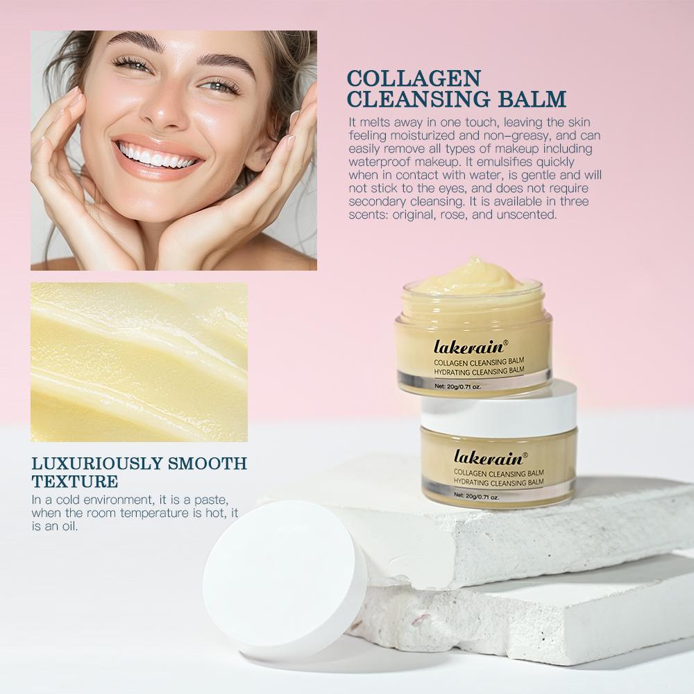 Collagen Cleansing Balm, 3 Boxes Deep Cleansing Nourishing Skin Care Balm, Moisturizing Facial Makeup Remover for All Skin Types