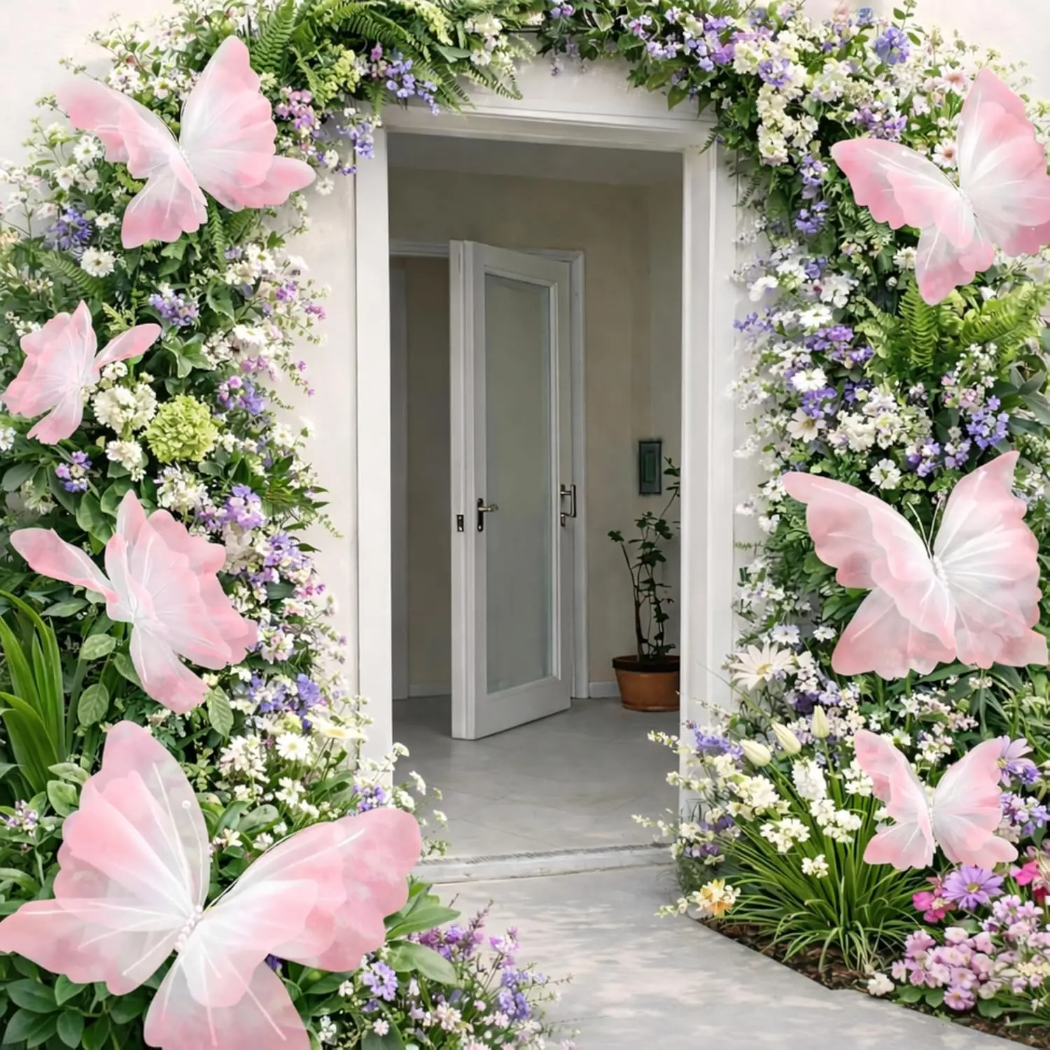 9 Pcs Large Gradient Butterfly Decoration Mariposas Grandes para Decoracion 20" 16" 12" Silk 3D Hanging Butterfly with Clip for Baby Shower Birthday Party Wedding Decor(Pink)