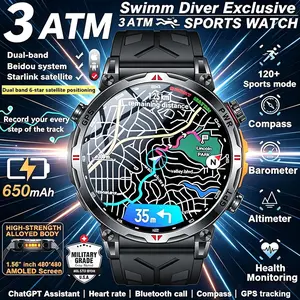 Outdoor GPS Sports Smartwatch for Men, 3atm Waterproof, 24/7 Health Monitoring, Bluetooth-compatible Call, Analog-Digital Face, Kc93 Model
