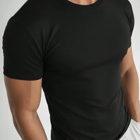 Men's 100% Cotton Muscle Fit T-Shirt - Slimming Body-Hugging Crew Neck Tee, Breathable Soft Fabric, One Wear Multiple Ways for Workout Tops, Gym, Streetwear & Office Casual, Clean Fit Everyday Basic