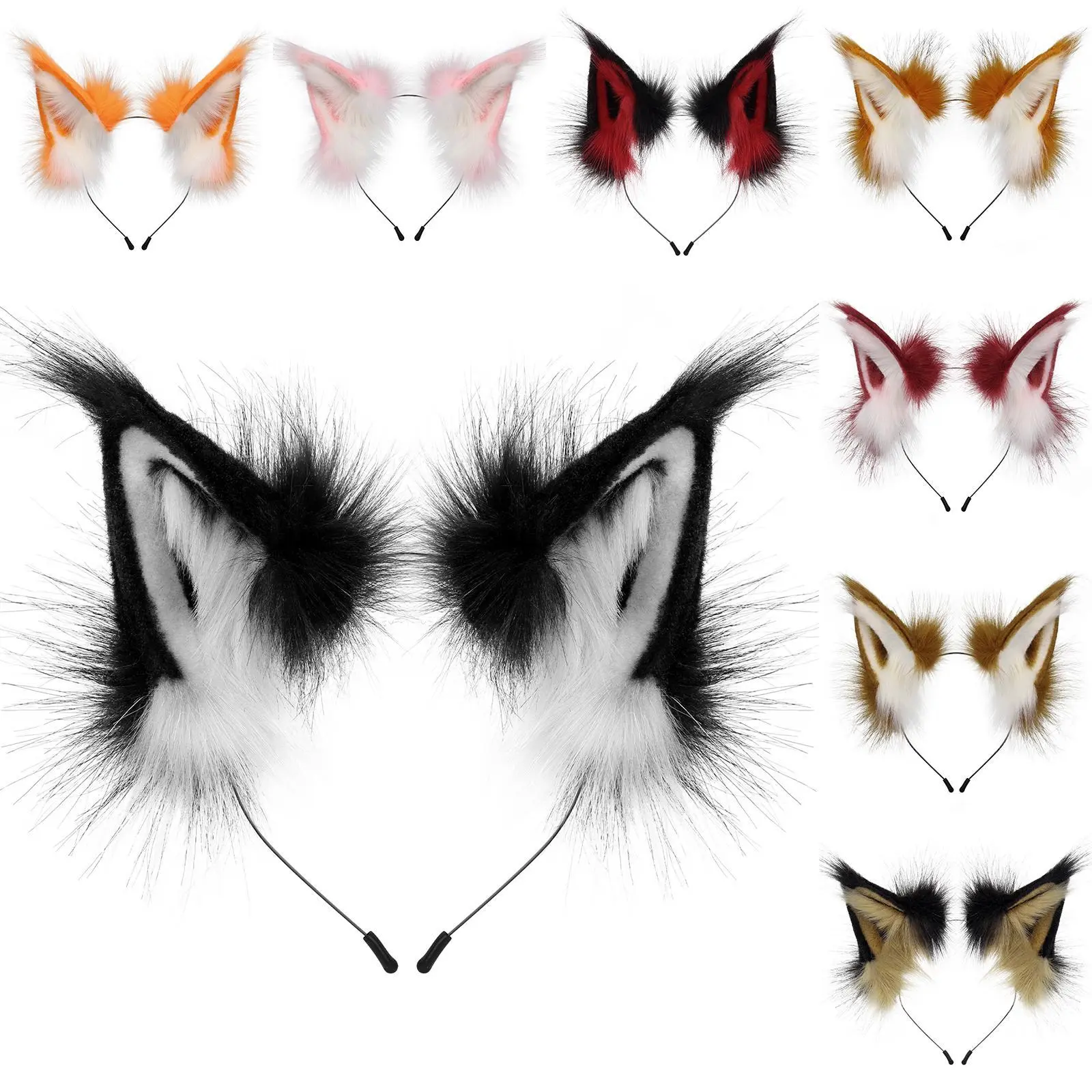 Animal Faux Fur Fox Wolf Ear Headband Furry Handmade Hairband Headwear Costume Cosplay Accessories