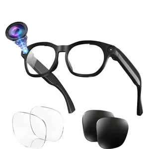 Smart Glasses with Build-in Camera & 4GB Memory, 8MP Anti-Shake Video AI Glasses,Build-in Mic & Speakers, Bluetooth Calling,  AI Real Time Translation, WiFi Transfer, Type C Charging Support, 2 Lenses Total (Transparent +Black)
