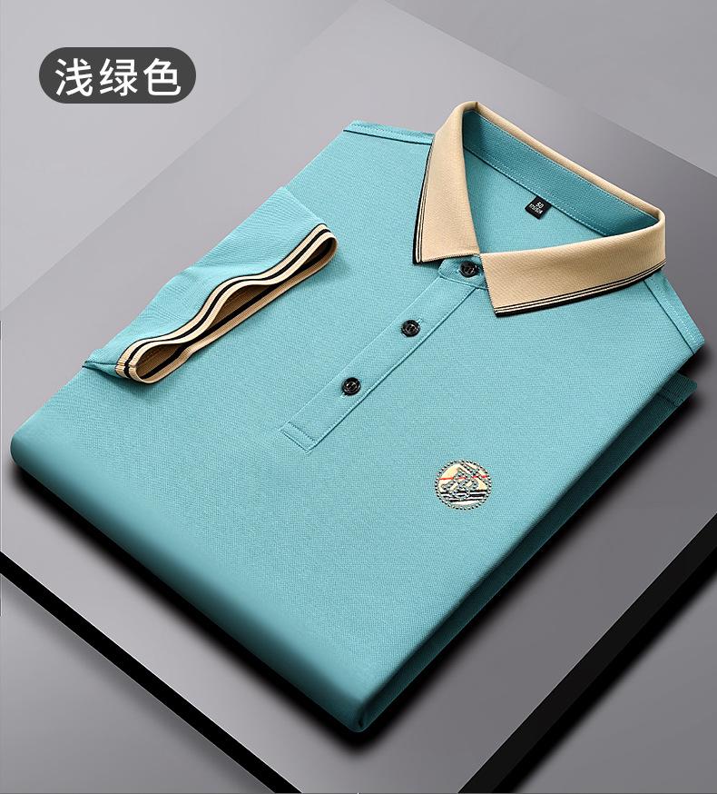 Men's Summer New In-Stock Solid Color Straight Fit Lapel Short Sleeve Business Fashion Daily Wear Polo Shirt
