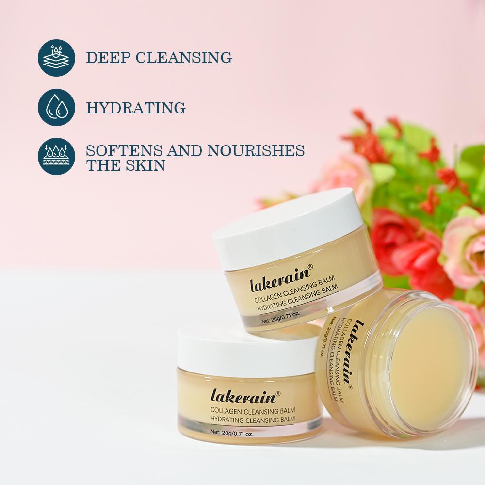 Collagen Cleansing Balm, 3 Boxes Deep Cleansing Nourishing Skin Care Balm, Moisturizing Facial Makeup Remover for All Skin Types