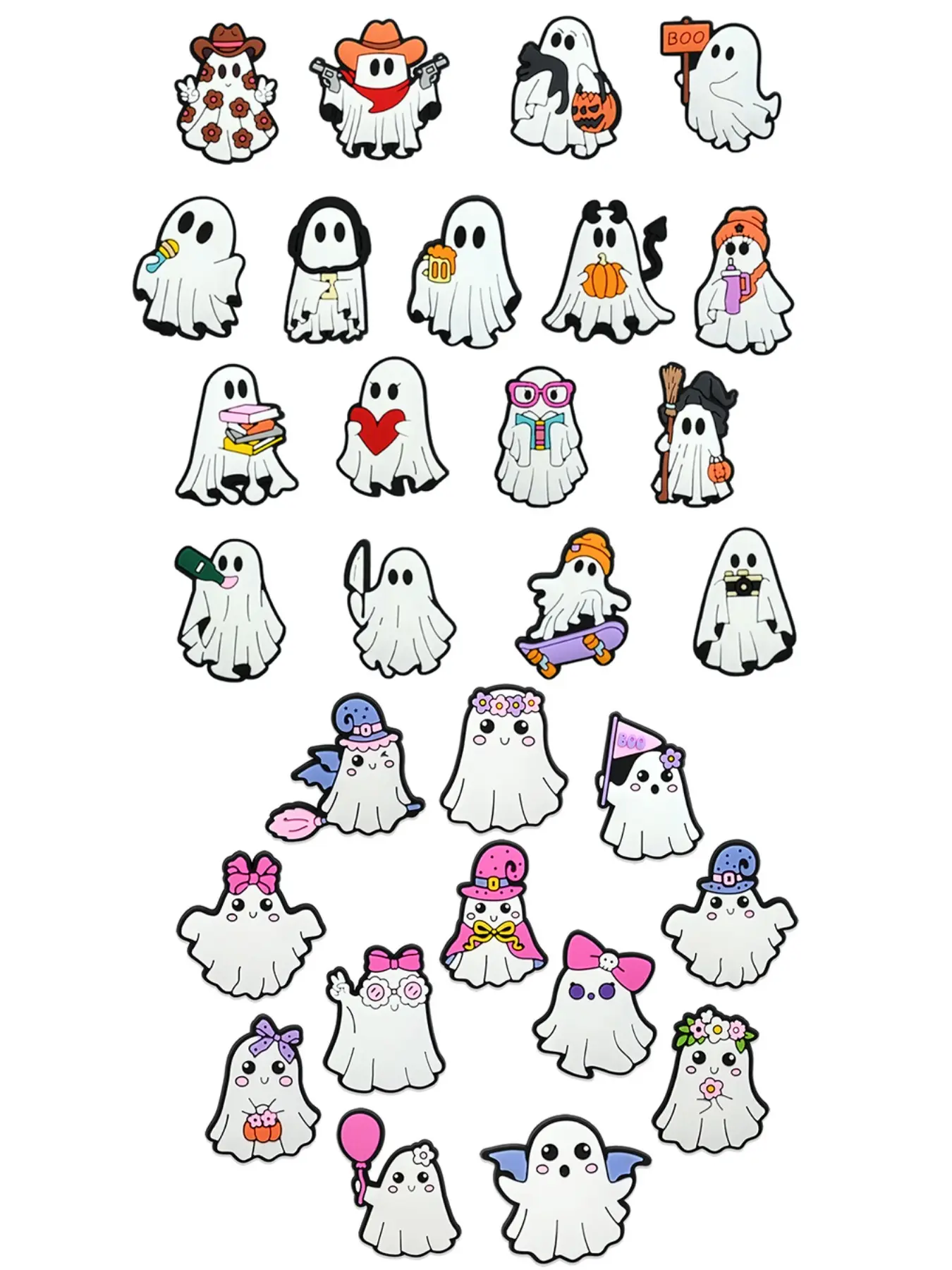12/18 Cute Ghost Halloween Cartoon Decorative Shoe Accessories, Kids' Shoes Decorations, Wristbands, Sandals, Christmas Gifts, Fashionable Choice