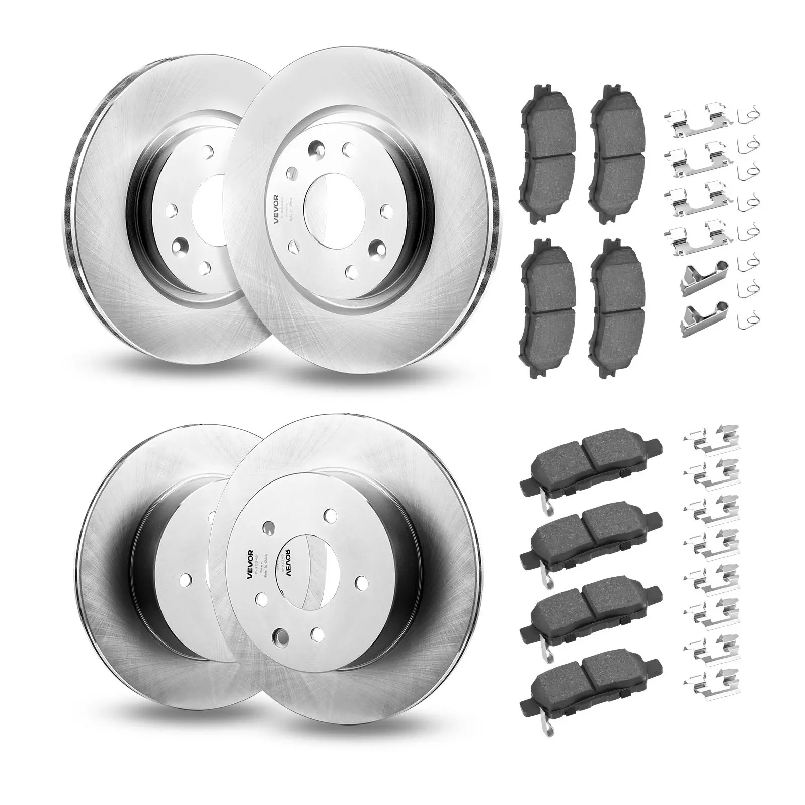 Front and Rear Brake Kit Compatible with 2014-2015 Nissan Rogue (2 Row Seating; 11.65 inch (296mm) Front Outer Diameter), Hollow Structure Brake Rotors Ceramic Brake Pads Replacement Kit