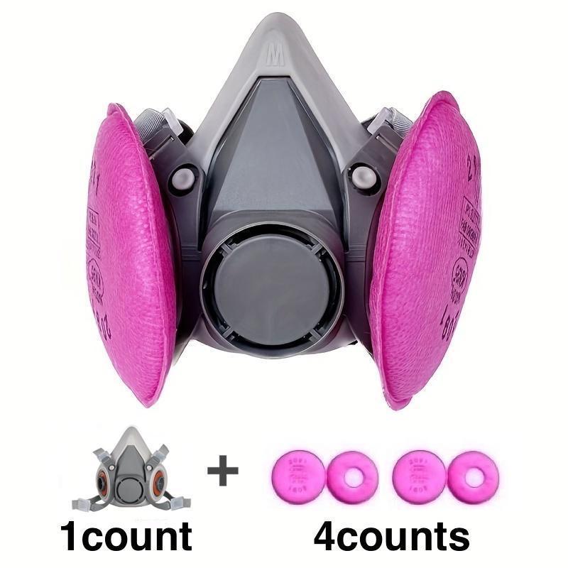 Half Face Mask with 4 Filter Cotton, Reusable Dustproof Mask, Breathable Face Cover for Paint, Woodworking, Construction, Grinding, Spraying, Chemicals, Reusable Respirator Mask