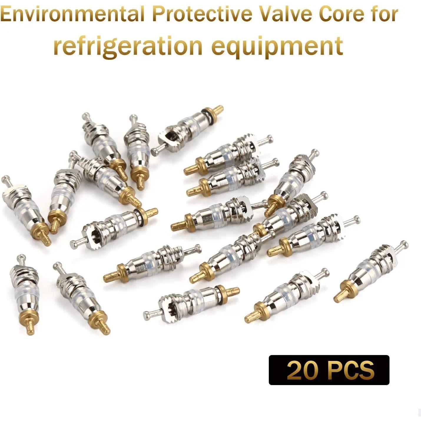PLUS AC Valve Core Remover Installer Tool with Dual Size SAE 1/4 & 5/16 Port, 20 PCS Valve Cores with Teflon Seal and 10 PCS Brass Nuts, Compatible with R22 R12 R407 R410 R404 R32 R600 A/C,TikTokShopBlackFriday Quick Replacement Disassembly Tools
