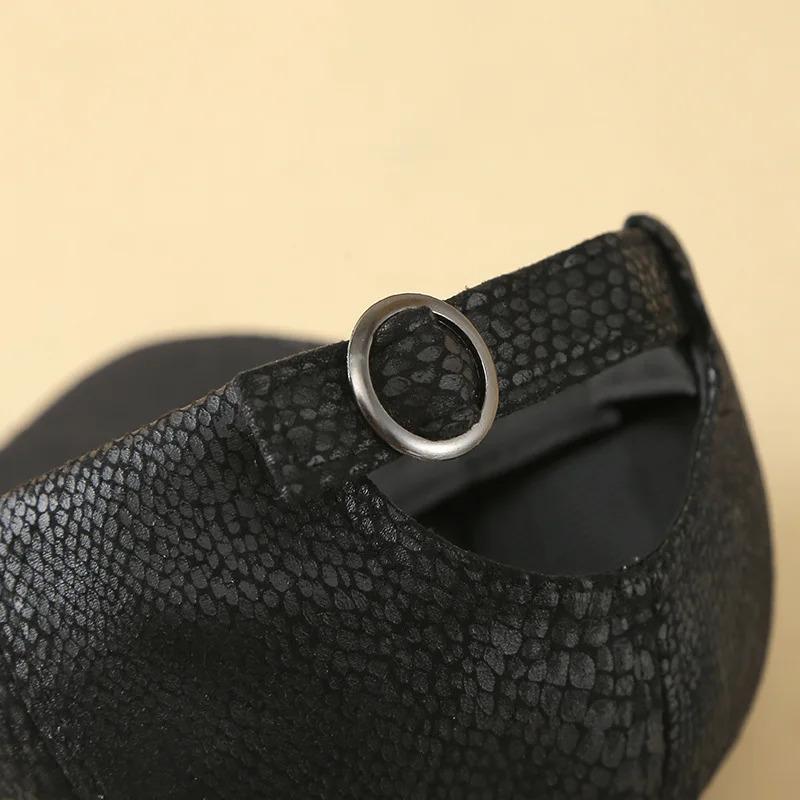 Men's High Quality Leather Baseball Cap with Adjustable Snap Closure Outdoor Activities, Adjustable Baseball Cap