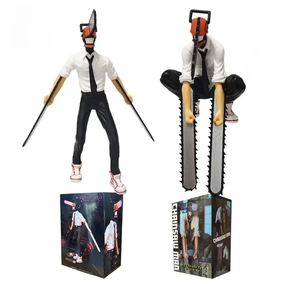 Anime Chainsaw Man Figure 2pcs Set Denji Action Figural 14-17cm Car Decoration Doll PVC Model Collection Toys Children Gifts