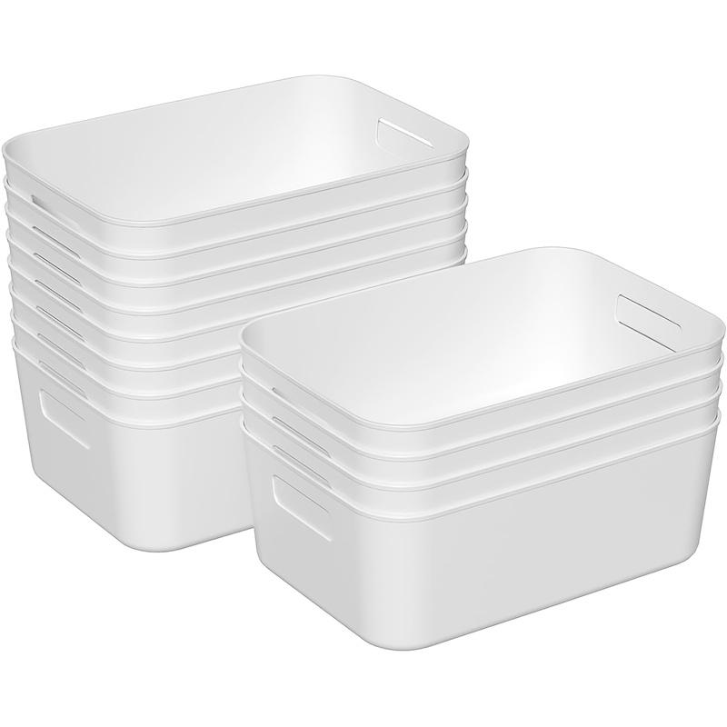 12-pack Plastic Storage Boxes, Multi-purpose White Storage Boxes, Suitable for Cabinets, Pantry, Drawers, Wardrobes, Countertops Or Shelves