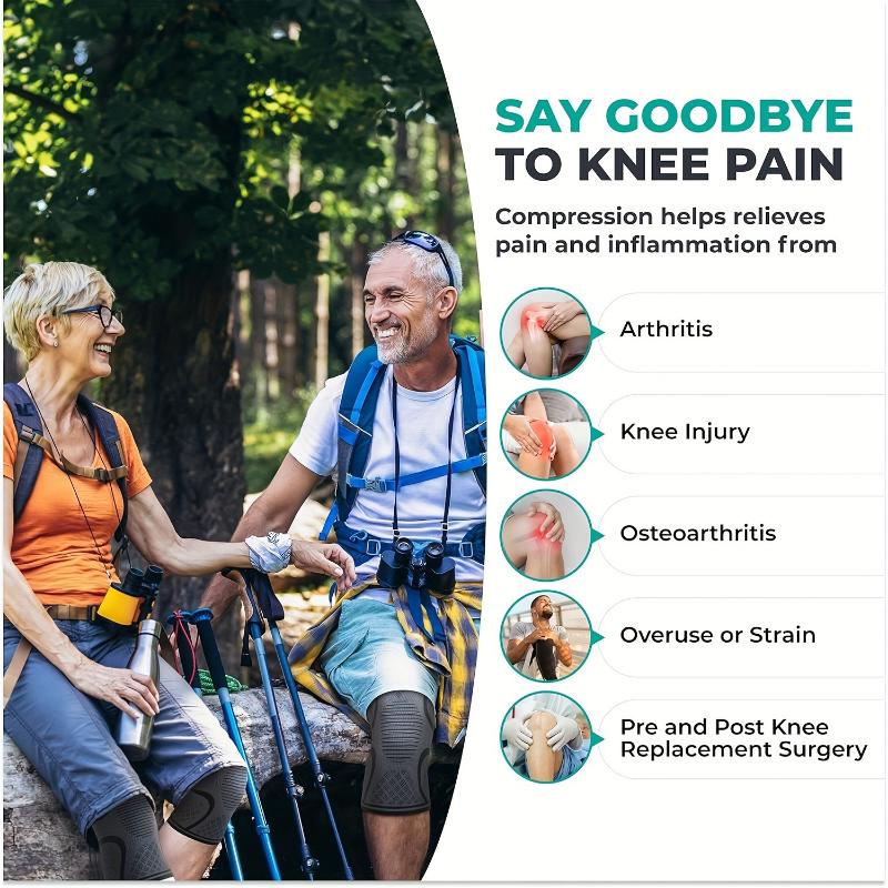 Compression Knee Brace For Women & Men - 2 Pack Knee Brace For Women Running Knee Pain, Knee Support Compression Sleeve, Workout Sports Knee Braces For Meniscus Tear ACL & Arthritis Pain Relief Patellar Belt Knee Stabilizer