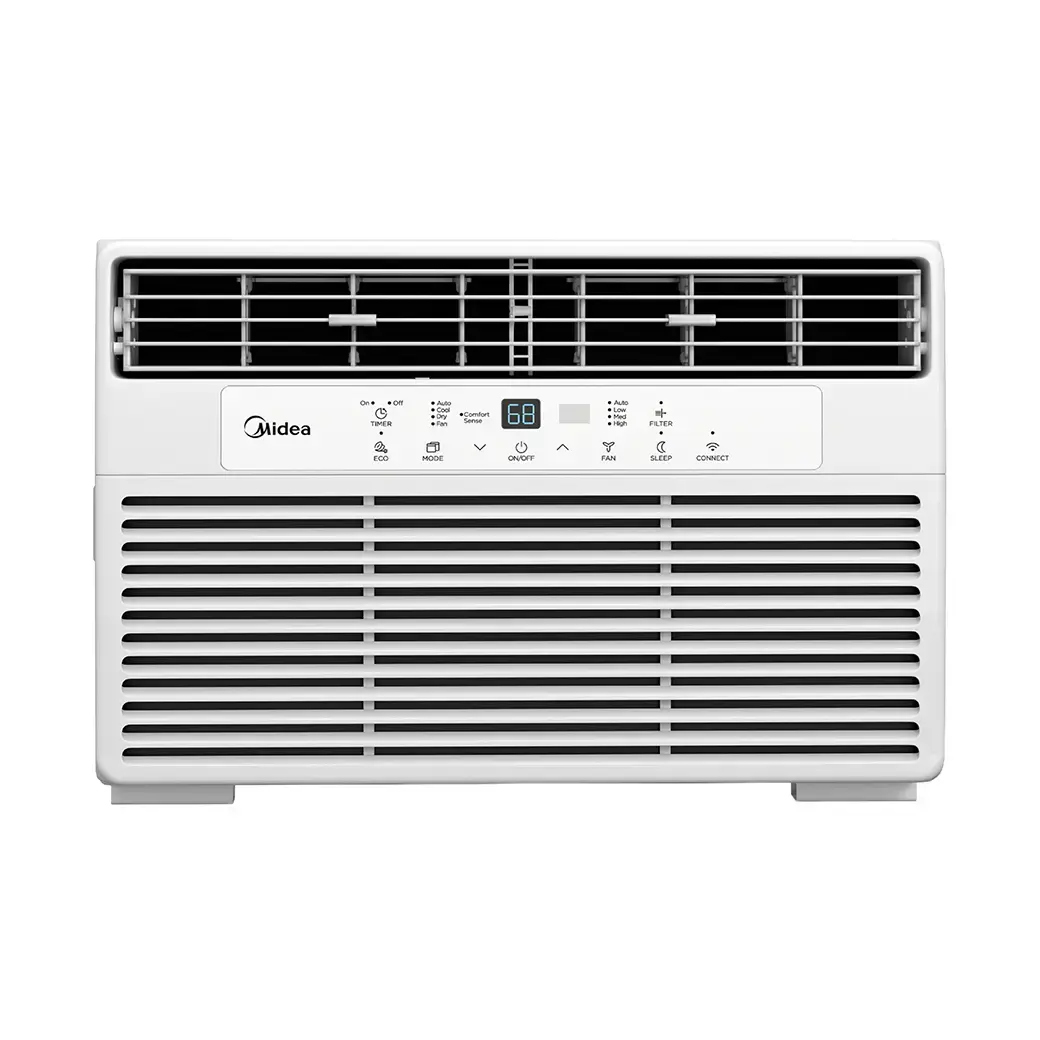 Midea 8000 BTU Smart Window Air Conditioner, 3-in-1 Cool Fan Dehumidifier, ComfortSense Remote, App & Voice Control, Cools up to 350 Sq Ft for Bedroom Living Room, Energy Saving White AC Unit, Like New