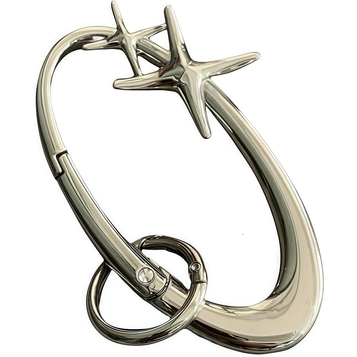 Metal Heavy Shiny Carabiner Belt Loop Accessory Belt,Star Silver Carabiner Keychain,Matte Chrome Karibiner, Gift her