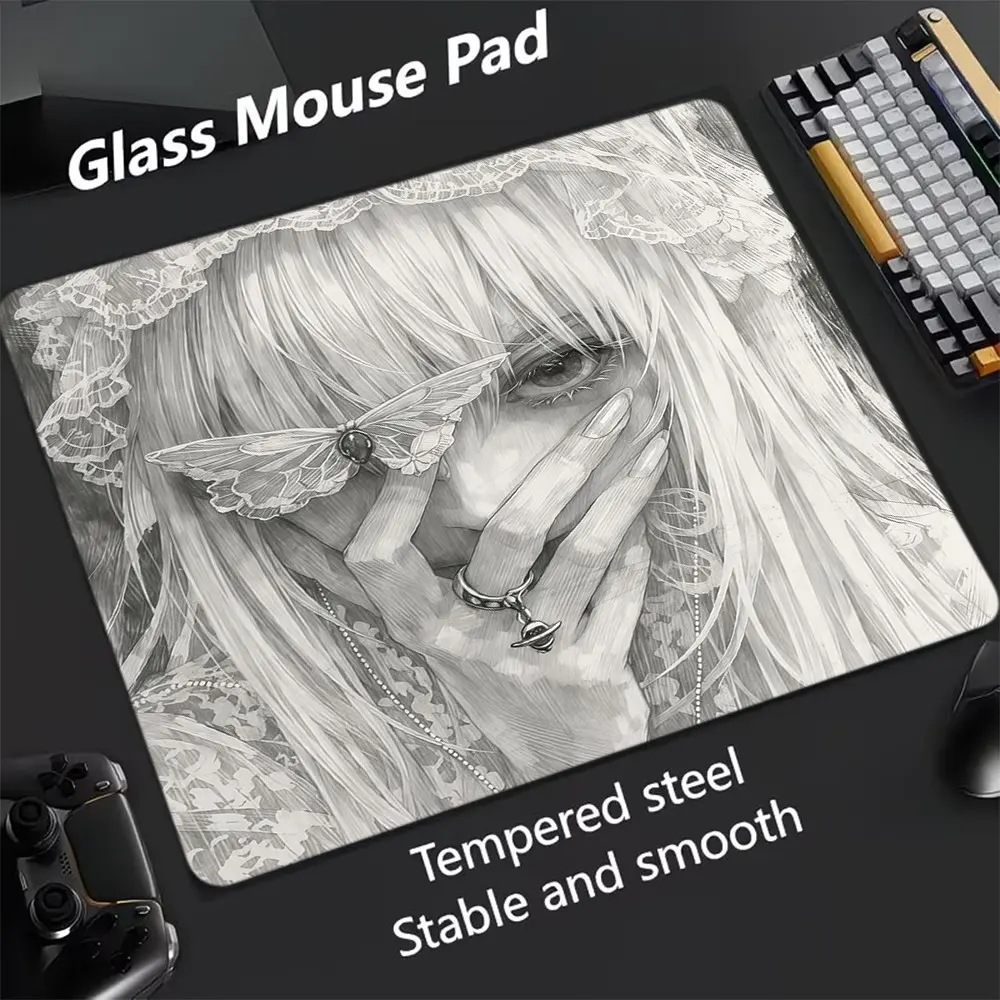 Vintage Style Glass Mouse Pad, Ultra Smooth Tempered Glass, Large Size Gaming Mouse Pad, Ideal for Esports and Office Use, Gaming Mousepad