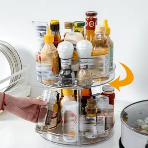 Rotating Seasoning Storage Rack, Kitchen Seasoning Shelf, Double-layer Household Countertop Corner Seasoning Storage Rack