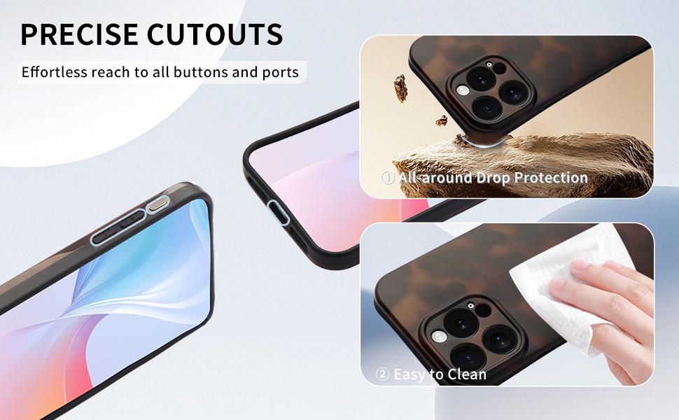 Huahuacase Compatible with for iPhone 15 Case, Tortoise Shell Chic Amber Brown Print Leopard, Classic Soft TPU Protective Shockproof Case for iPhone 15 6.1 ''Color2