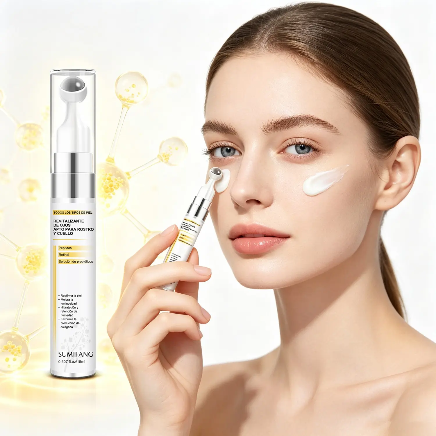 Retinol Roll-On Eye Cream: Deeply hydrates, firms and reduces fine lines, brightens dark circles, repairs the eye-area skin barrier, and offers anti-aging radiance; lightweight and fast-absorbing without clogging pores or causing milia.