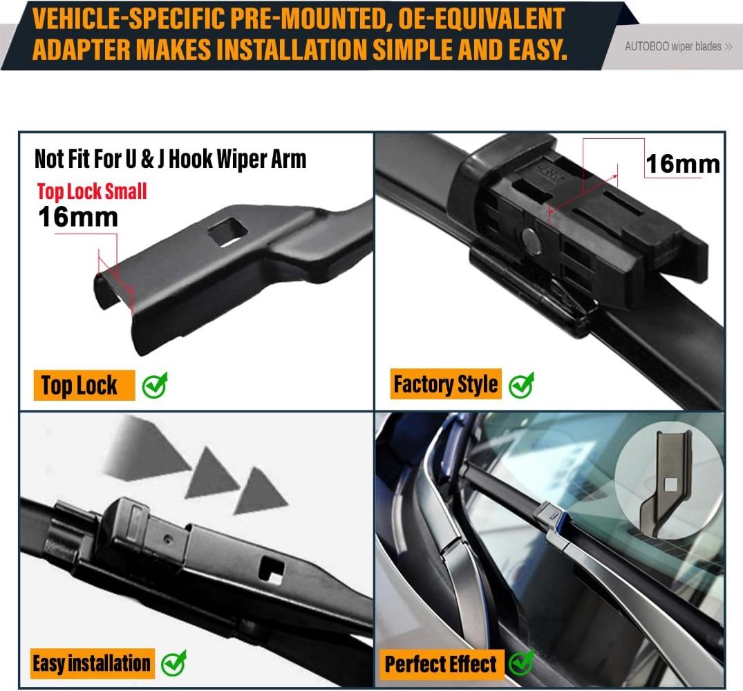 THE WELL KEPT Windshield Wiper Blade Replacement For Atlas 2018,2019,2020,2022,2023,2024 Original Equipment All-Season Rear Wiper Blade Set 26+22+12 (Set of 3)