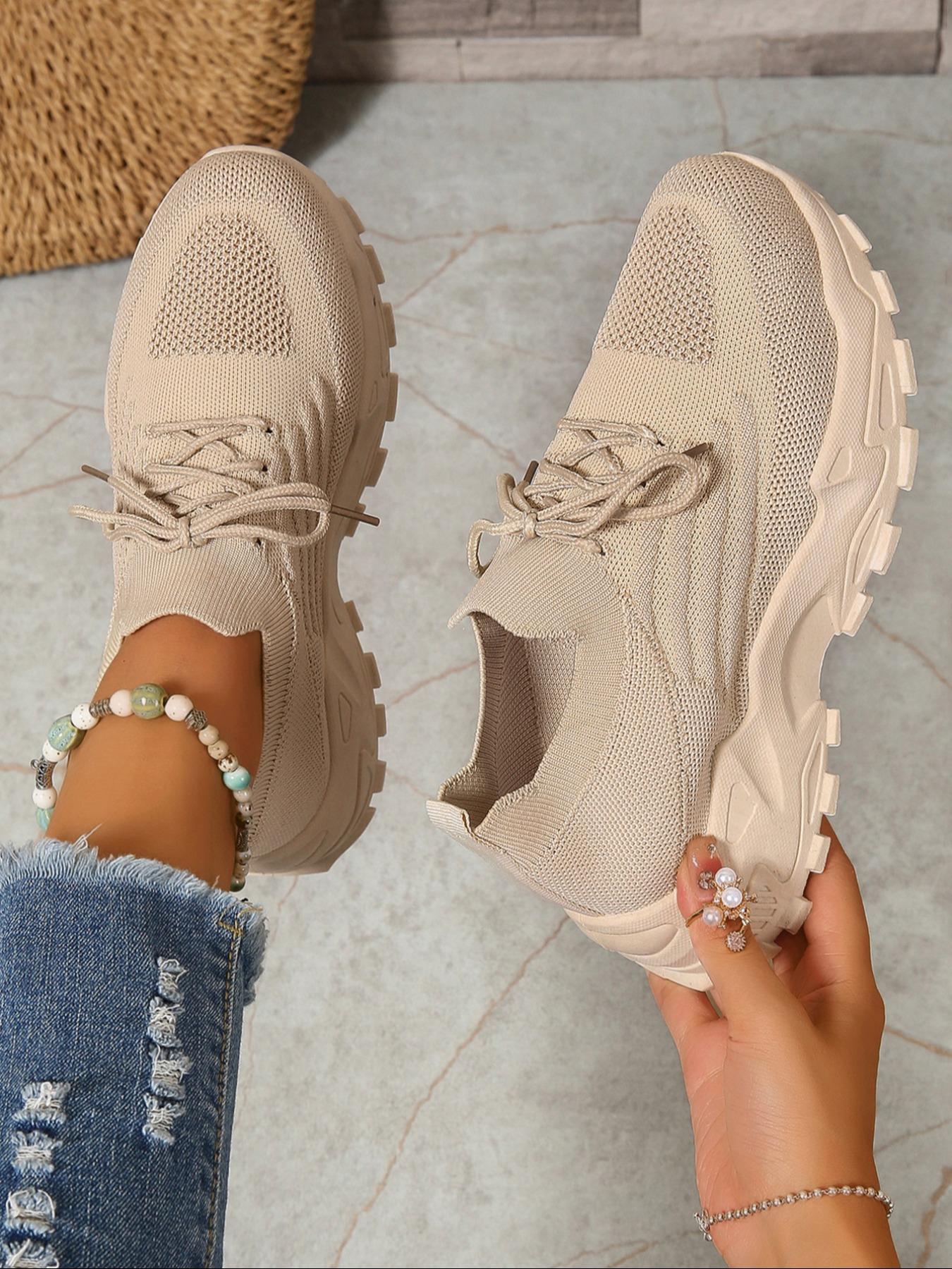 Women's Fashionable Lace Up Low Top Sneakers, Casual Comfortable Sports Running Shoes, Lightweight Breathable Sneakers for Daily Wear, Outdoor Sneakers, Jogging Shoes, Workout Sneakers, Casual Running Footwear