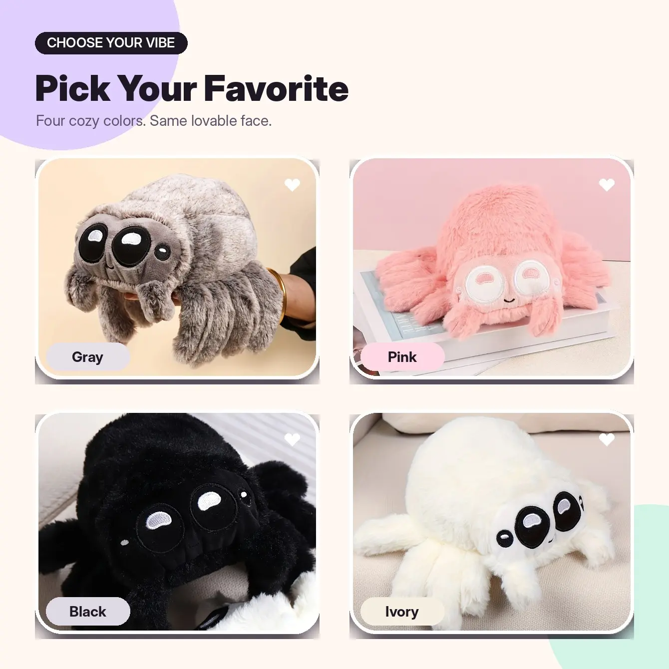 17cm Plush Spider Kawaii Doll, Soft and Fluffy Stress Relief Toy, Birthday Halloween Gift, Available in