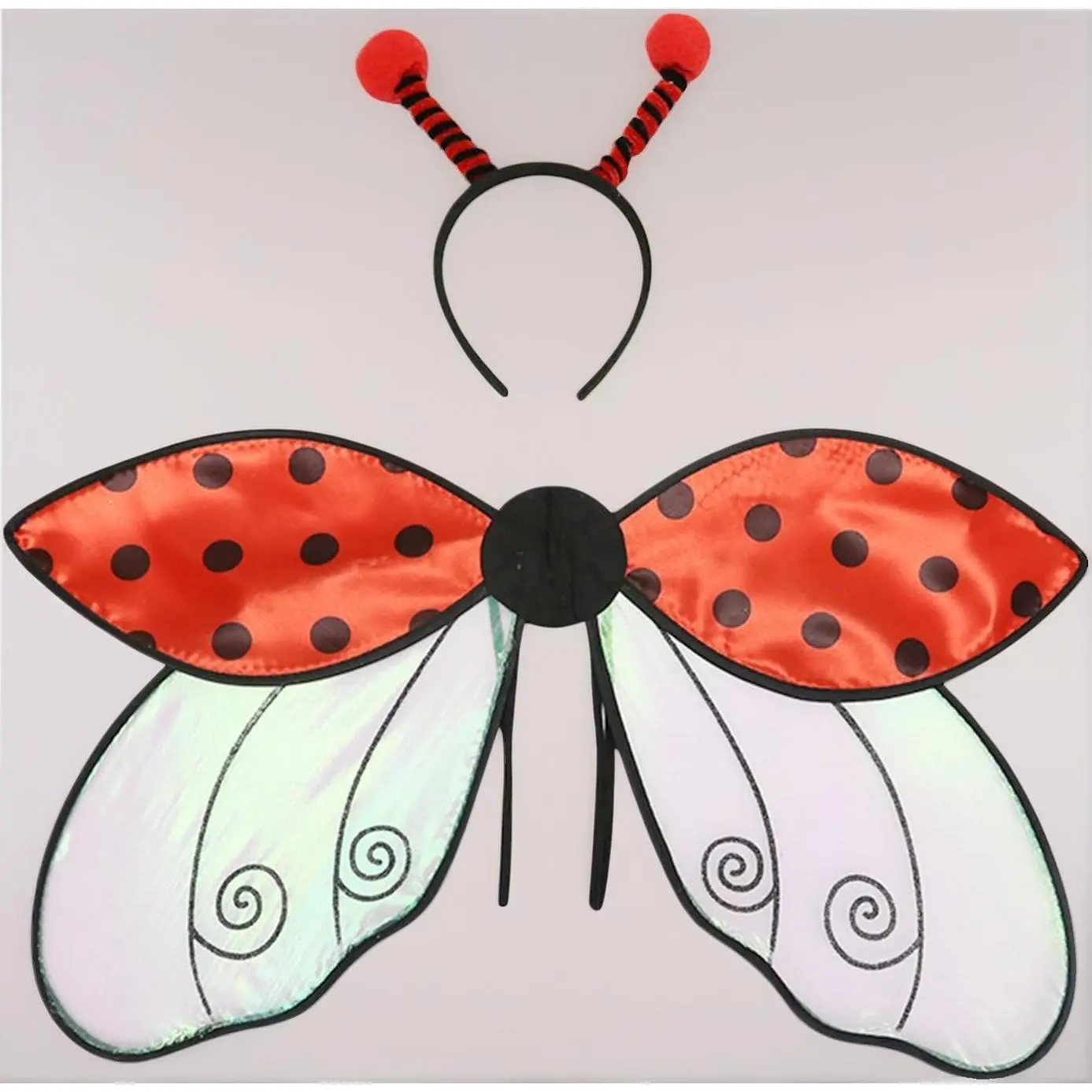 Women Funny Bumble Bee Ladybug Costume Set Insect Wings Antenna Headband Halloween Cosplay Party Dress Up Accessories