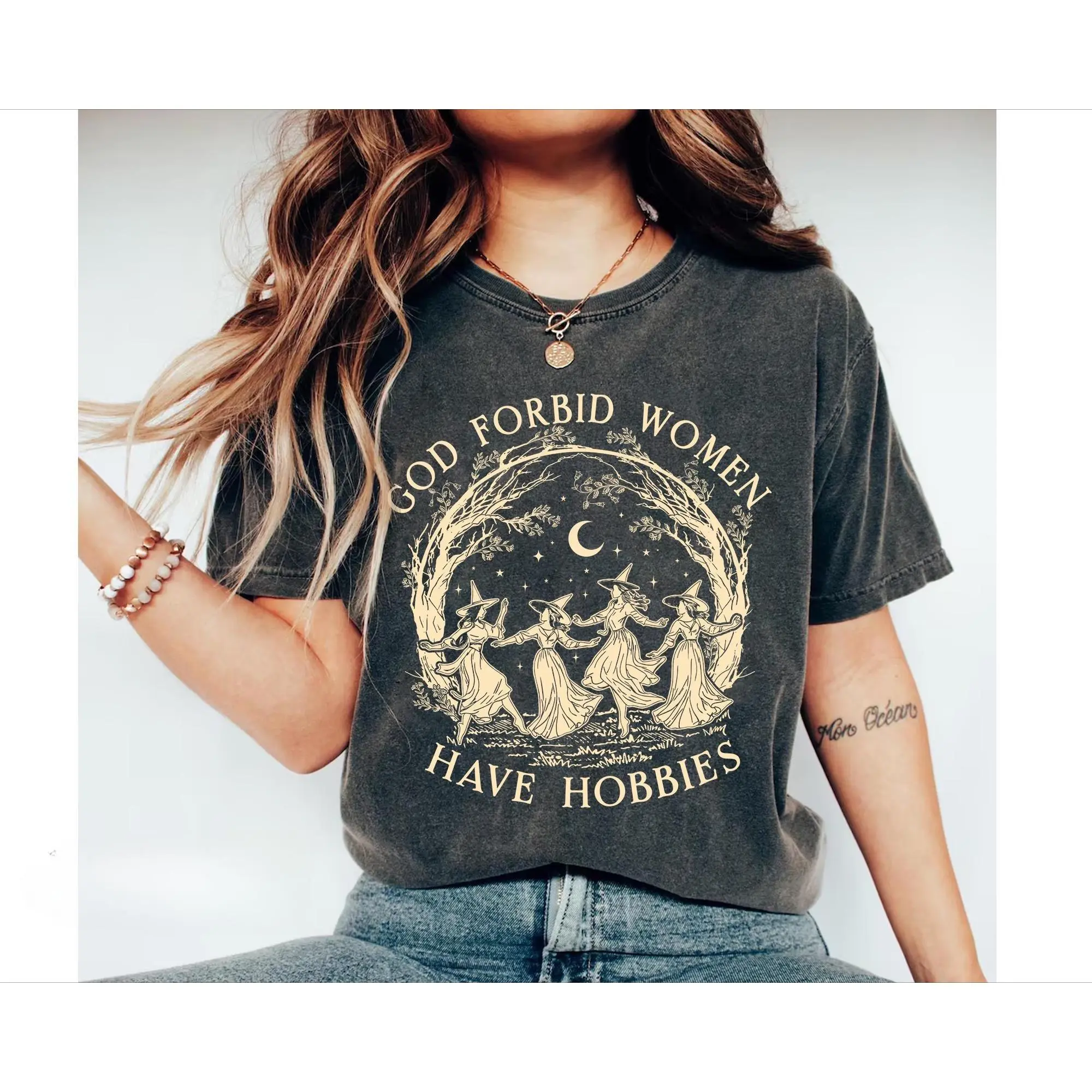 God Forbid Women Have Hobbies washed Shirt, Halloween Witch T-shirt, Feminist Witch Shirts, Salem Witch 1692 Tee, Spooky Season, Cottagecore Gift