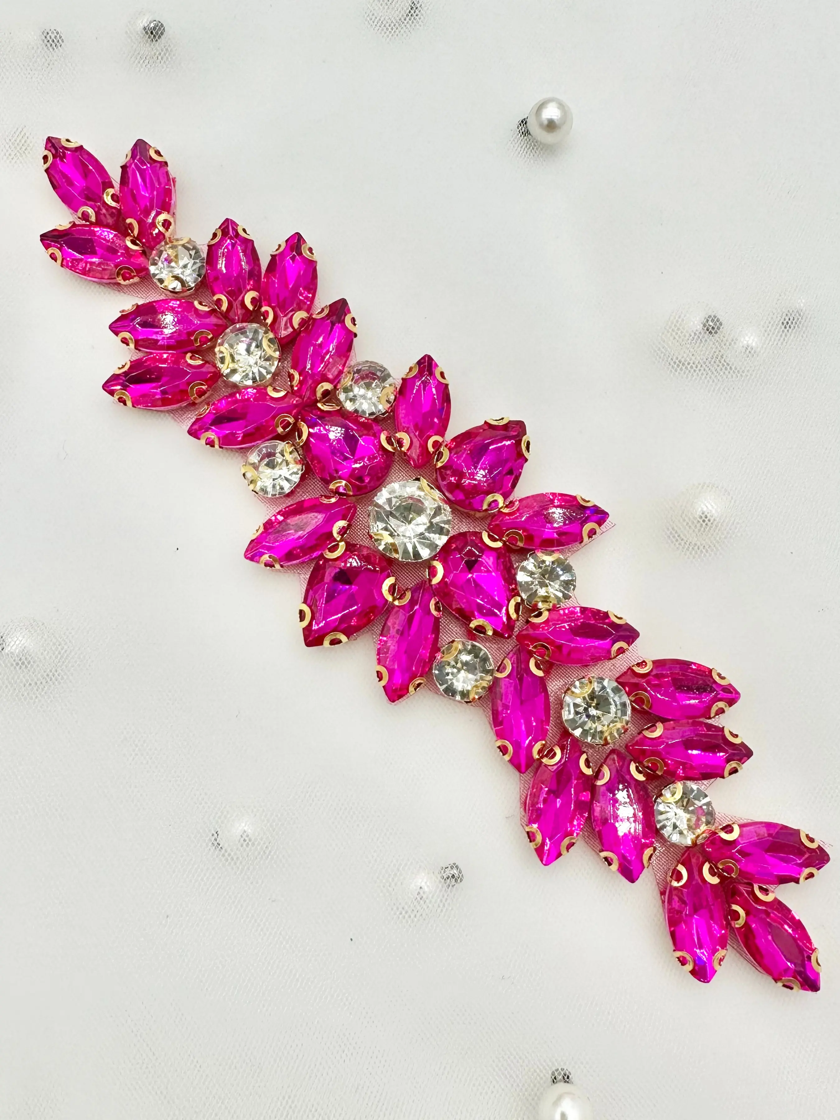 Rose Gold Rhinestone Stickers, DIY Dress Shoulder Waist Embellishments, Handmade Rhinestone Patches for Stage Gowns