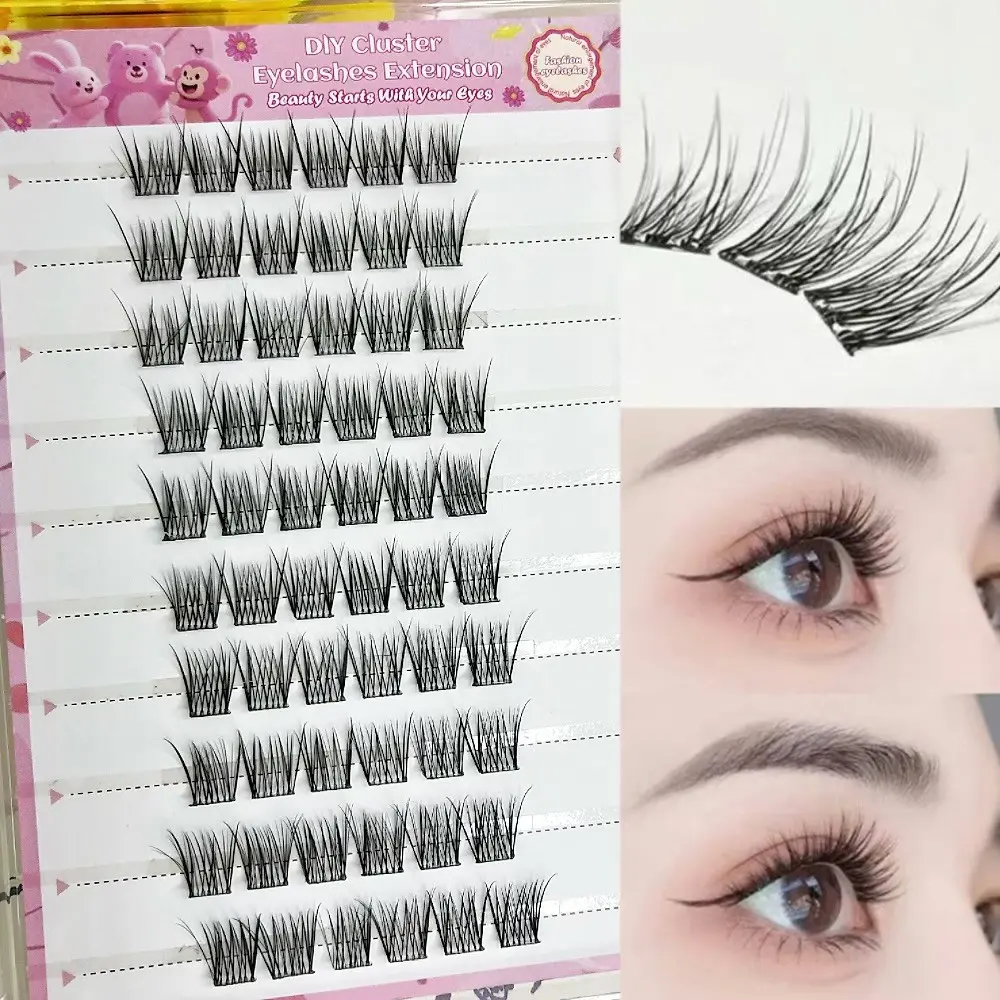 Directly Applied False Eyelashes, 60pcs Self-Adhesive, Natural Look, C Curl, 10-12mm, Dense Style, Perfect for Commute, Subtle and Elegant