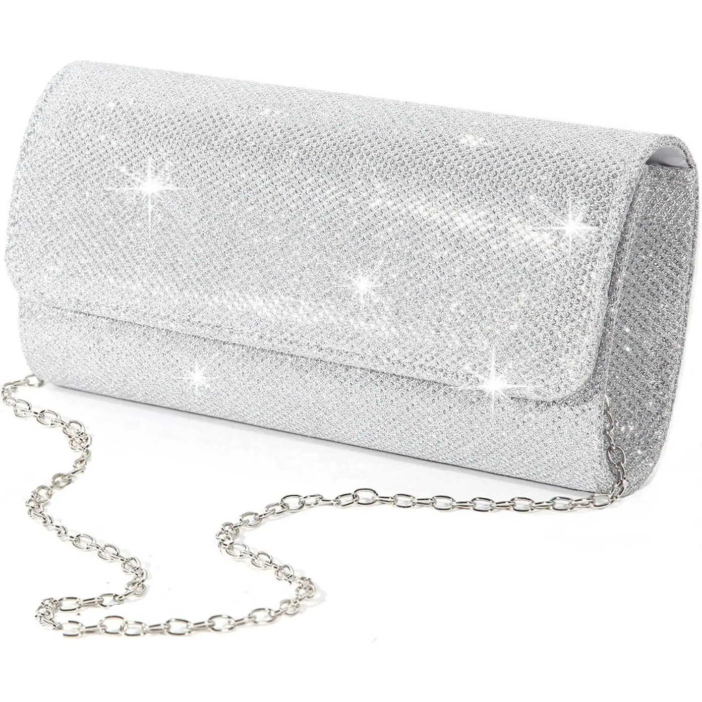 Women's Sparkling Clutch Evening Bag - Detachable Strap, Flap Front, Glitter Finish, Sparkle Dots, Party-Ready Wedding Handbag (Home Organizer Storage Bag)