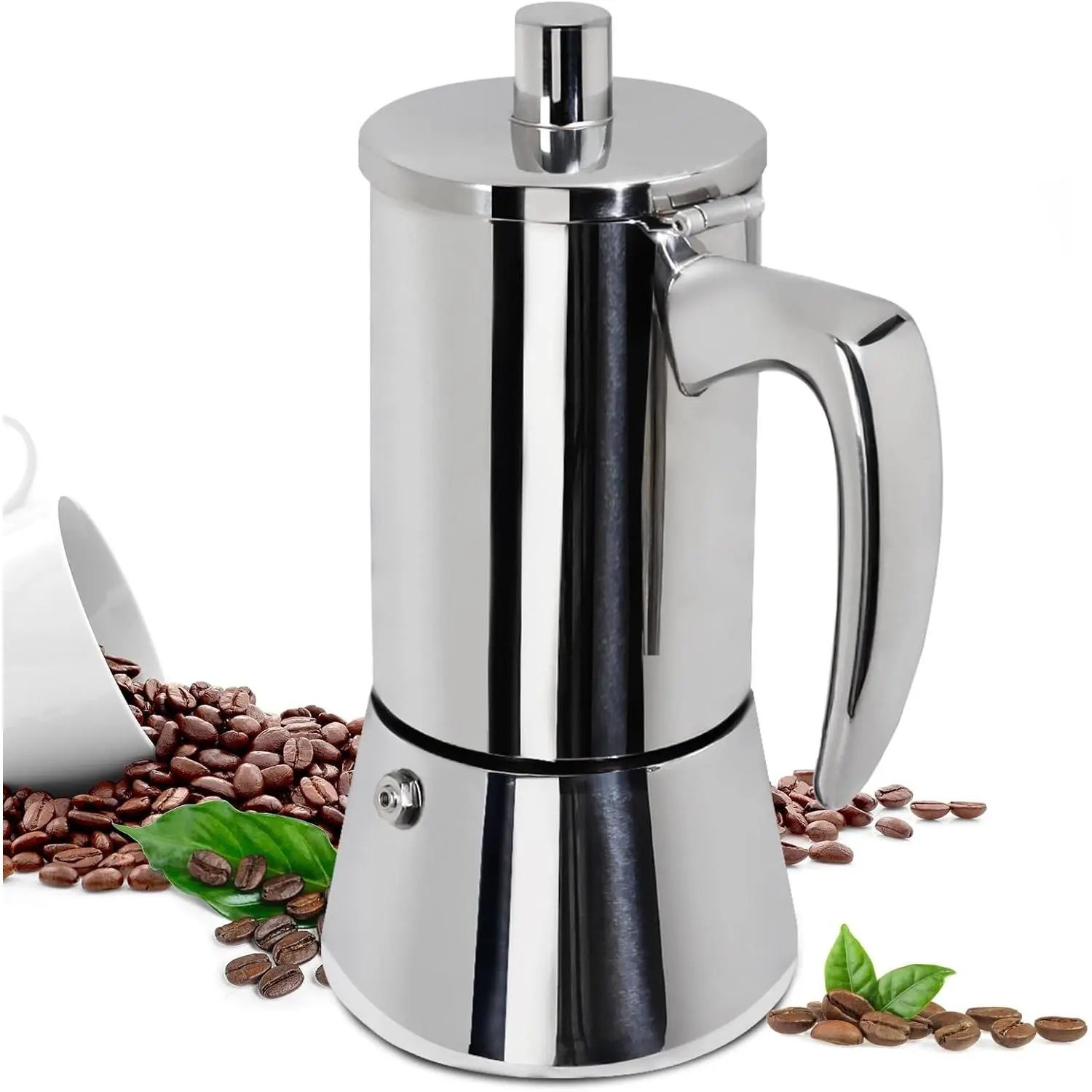 Italian Espresso Stovetop Coffee Maker - 12-Cup, Thick 304 Stainless Steel, 600ml, Induction Stove Compatible Classic Portable Percolator for Home Brewing & Classic Cafe Coffee