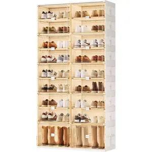 Foldable Collapsible Shoe Storage Organizer Cabinet with Magnetic Closing Doors Large Capacity Folding Portable Storage Unit for Shoes and Boots Storage Closet Entryway Small Spaces Apartment