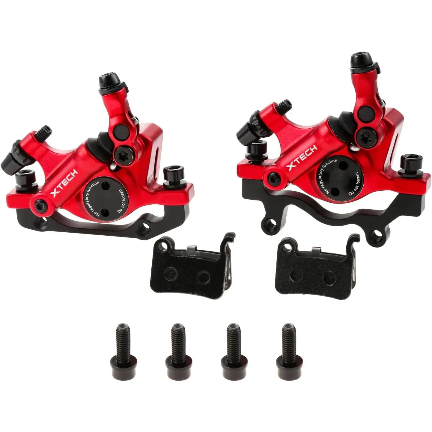 Hydraulic Disc  Calipers for MTB Ebike 2 count Front/Rear Red | Made of   with oil-Driven   Pads for MTB, Mountain , E- and Electric