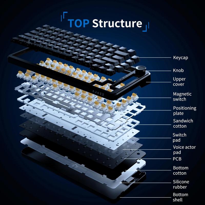 AJAZZ AK820MAX ULTRA wireless mechanical keyboard new magnetic rice switch low latency high precision HIFI version ABS side engraved three-mode 8000 mAh battery long battery life wired 8k wireless 8k full key hot-swappable DIY suitable for office and gami