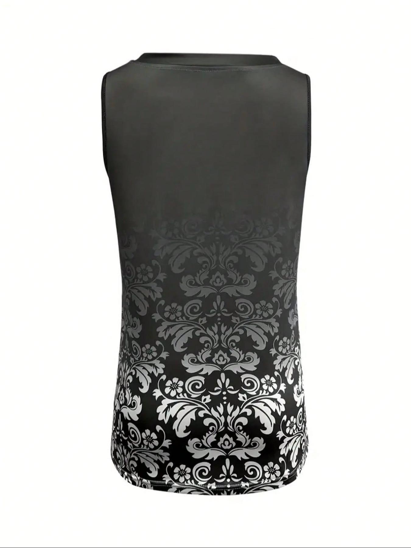 【Plus Size】 All Over Print Tank Top Top Casual Comfy Cami for Summer, Women's Plus Clothing for Daily Wear, Womenswear