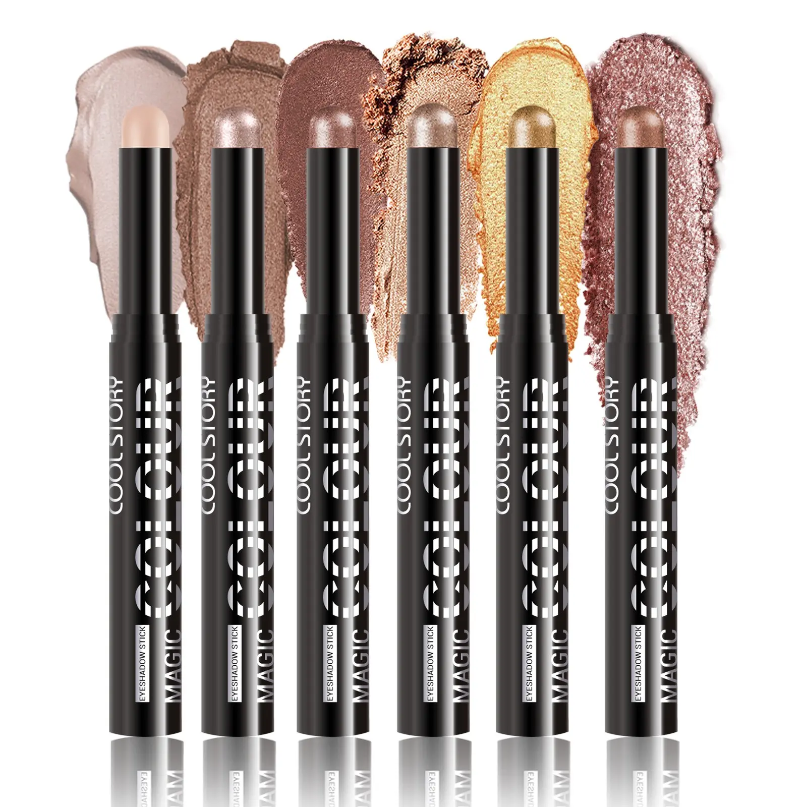Pearlescent Eyeshadow Stick, 6pcs/set Long Lasting Shimmering Highlighter Glitter Beauty Eyeshadow Wand Enhance Eye Makeup, High Pigmented Glitter Eye Shadow Pen, Colorful Eye Makeup Products, Cosmetic, Eye Shadow Sticks