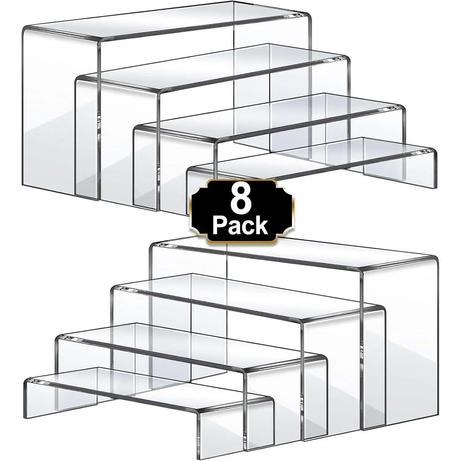 Acrylic Risers Display Stands, Acrylic Stands for Display 8Pcs 2Set | Clear Acrylic Display Risers,Display Shelf for Decor,Dessert Table Risers for Display, Cupcake food cake Stand(7"L~8"L~9"L)