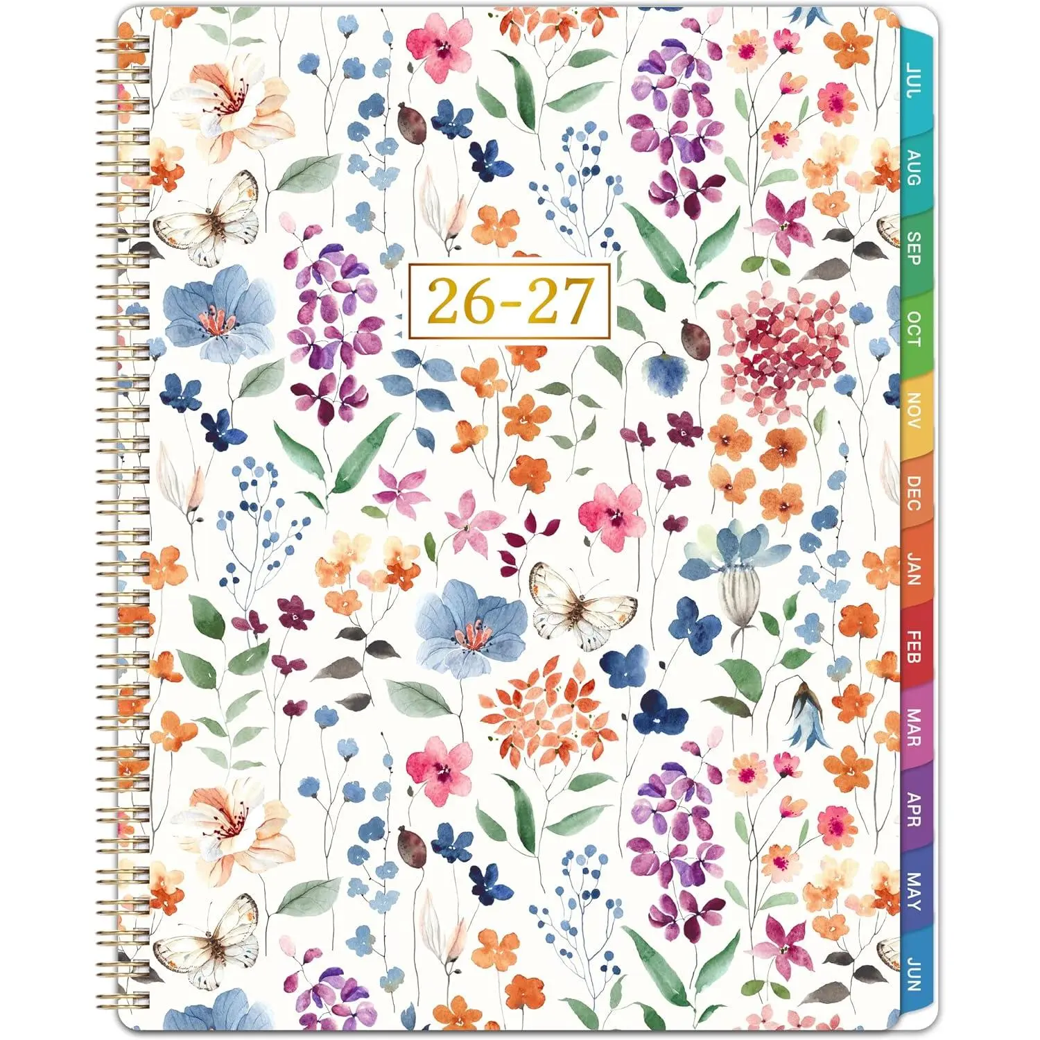 Planner 2026-2027 - Academic Planner 2026-2027, July 2026 - June 2027, 11” x 8.5”, Weekly and Monthly Planner, Calendar Planner, Colorful Tabs,  Pocket, Holidays - Wildflowers