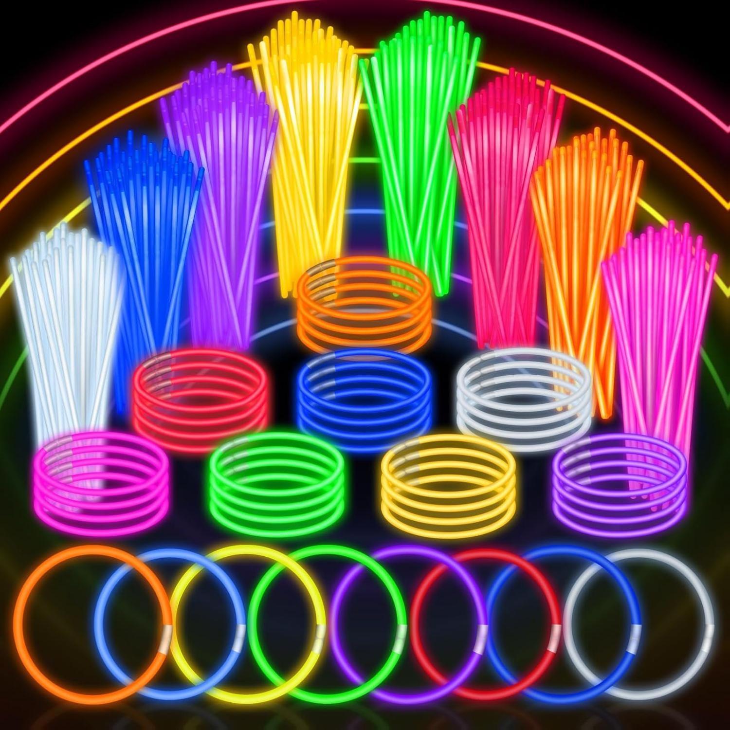 SpringFlower 100 PCS Ultra-Bright Glow Sticks Bulk Party Favors 8" in the Dark Party Supplies Light Sticks for Glow Necklaces Bracelets Kids Adults Birthday Events