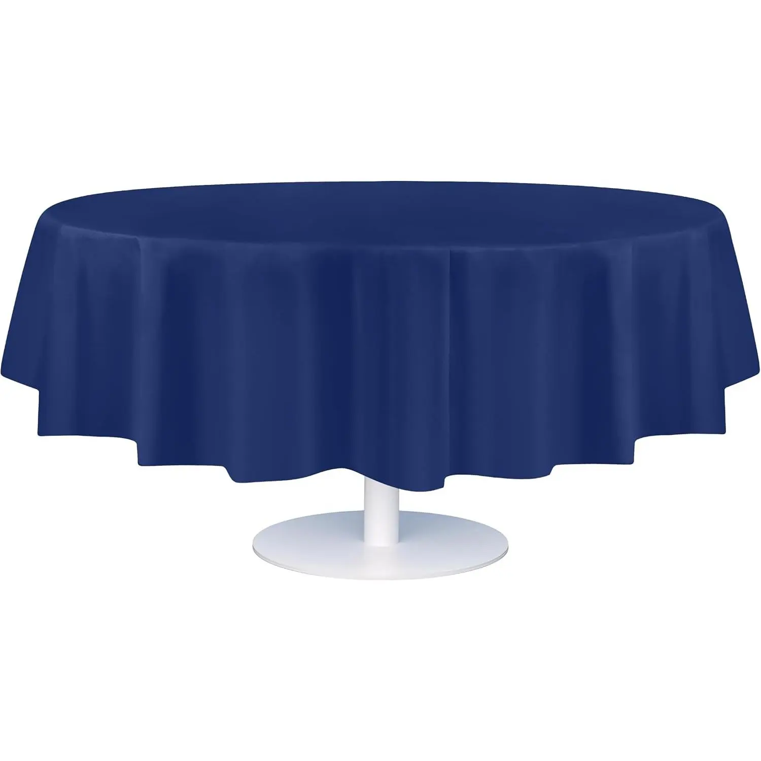 12 Pack Premium Disposable Plastic Tablecloth 84" Inch Decorative Round Table Cover - Navy Blue