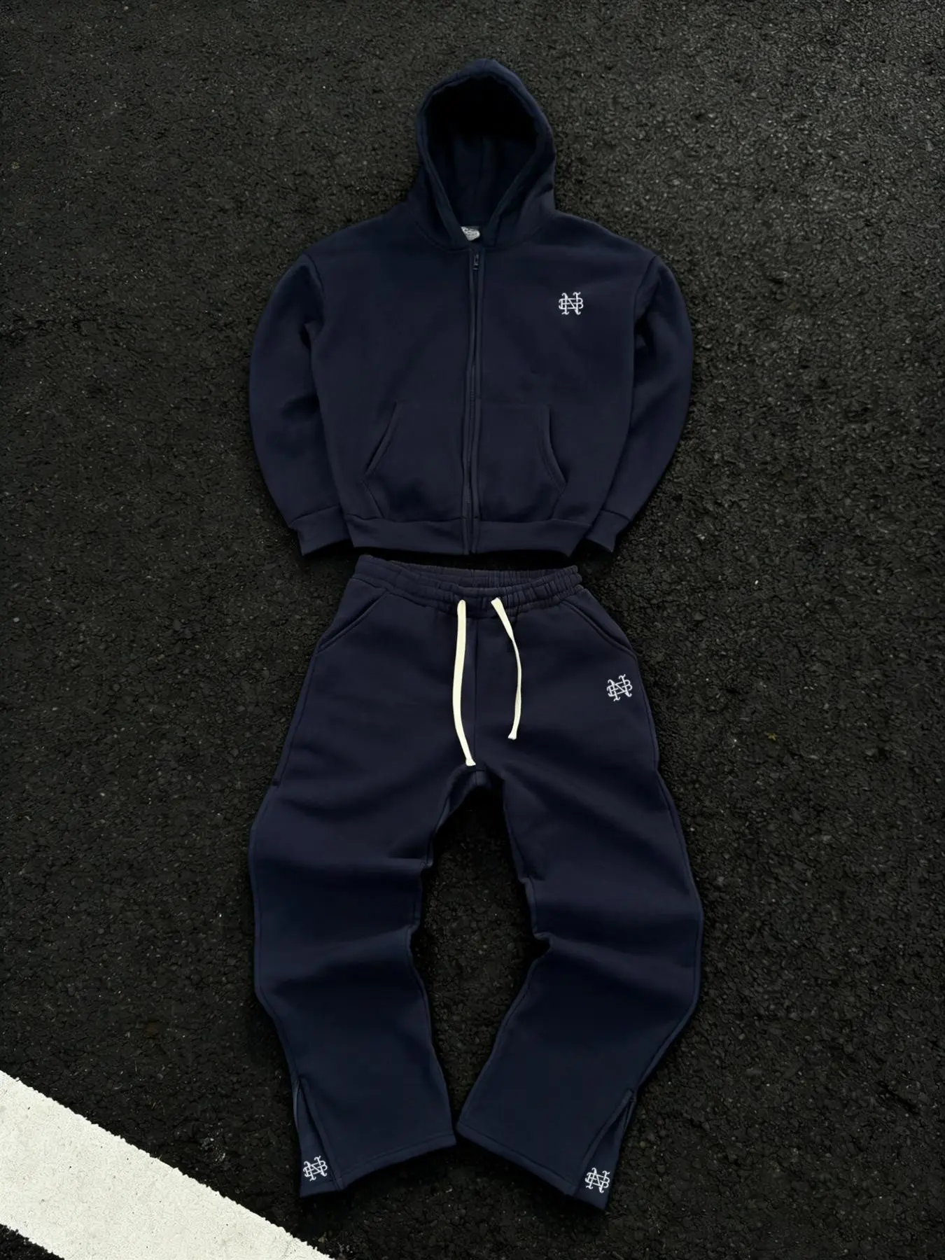 Y2K Millennial Retro Full Zip Hoodie Set, Sweatsuit Sets, Unique Embroidery Details, Wide Leg Pants, Soft Fabric, Casual Streetwear, Skateboarding