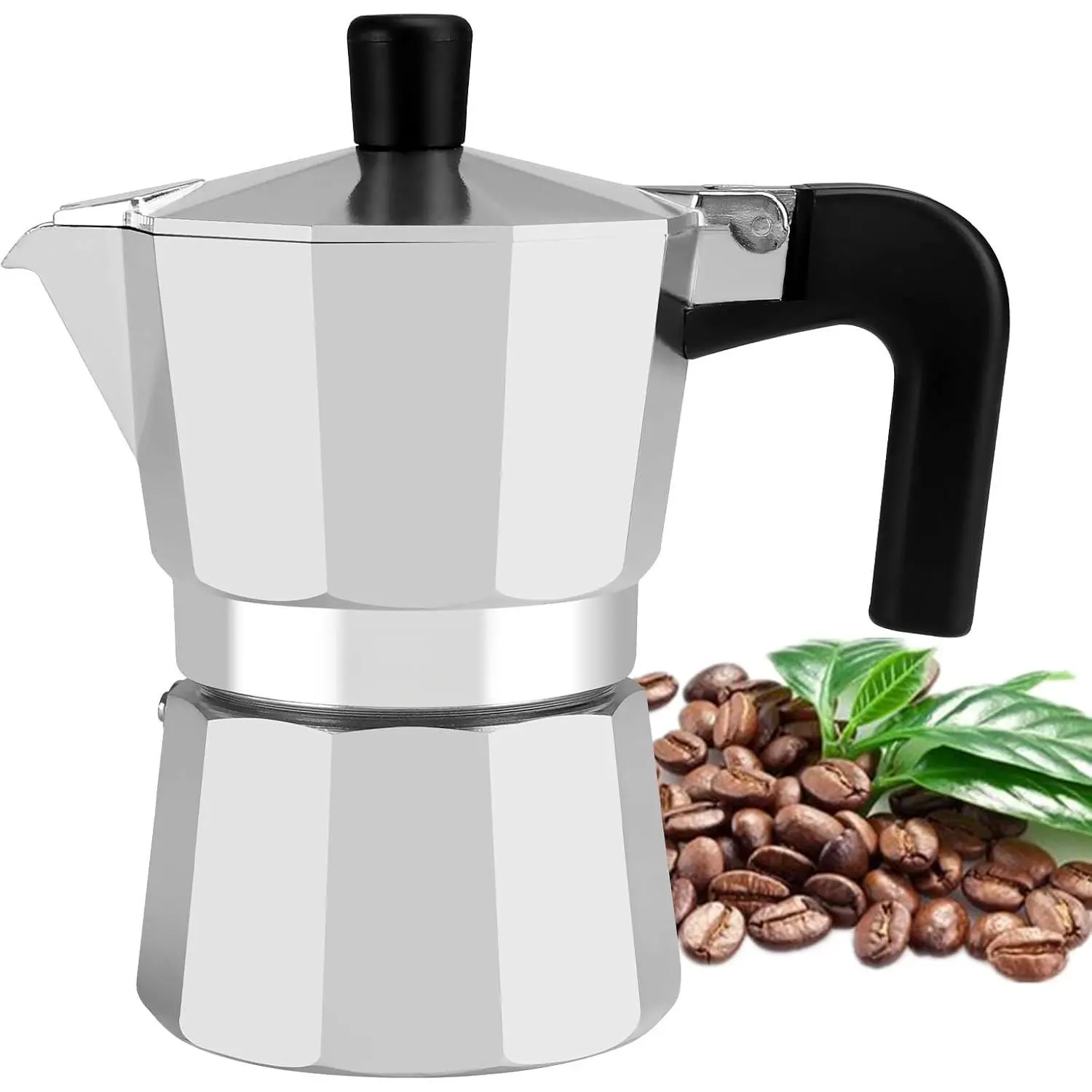 Stovetop Espresso Maker Moka Pot, Stove Top Cuban Coffee Maker, Italian Greca Mocha Pot, 3 Espresso Cups, 5 oz -